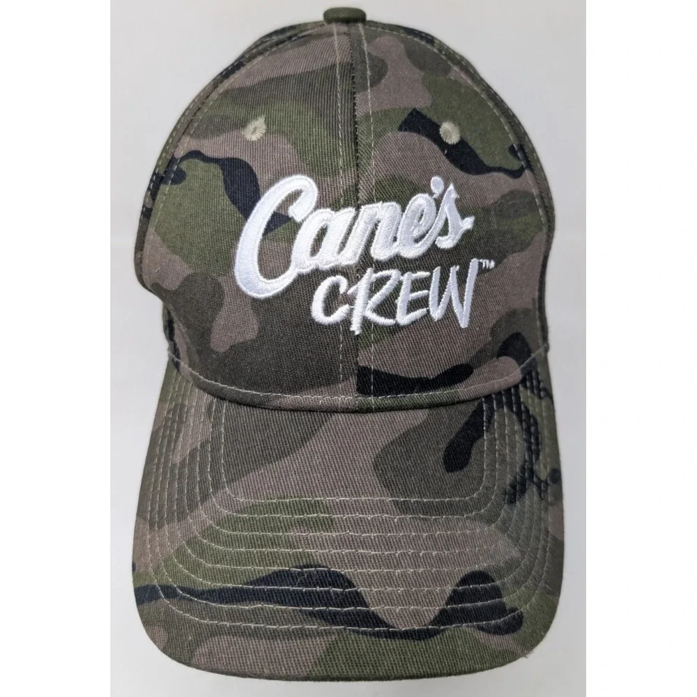 Cane's Crew - Raising Canes Chicken Fingers Hat Cap Camo 100% Cotton One-Size